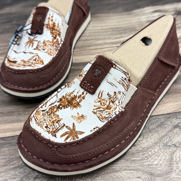 NIB Ariat 7.5M Cruiser Western Aloha Boat Shoes Flats Rusted Paniolo Print Suede - Picture 5 of 10